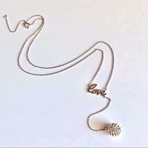 Sterling Silver Lariat Design Love Necklace